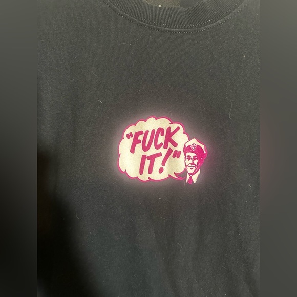 Huf Fck It F*ck It RARE Long Sleeve T Shirt 100% Cotton‎ Black Really Cool EUC - Picture 1 of 5